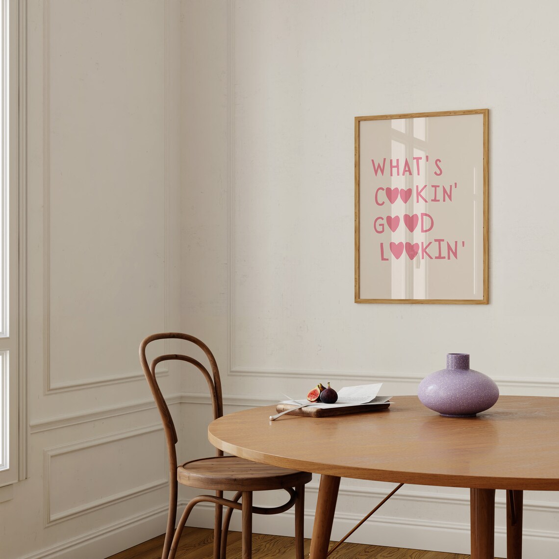 Whats Cookin Good Lookin Pink Heart Kitchen Quote Decor Poster - Image 2