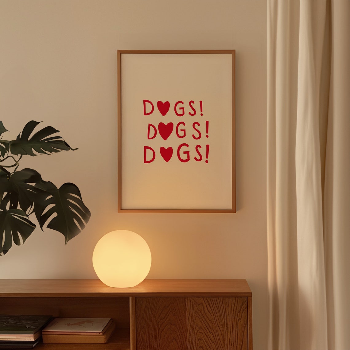 Playful Red Heart Dogs Typography Funny Dog Owner Gift Poster - Image 2