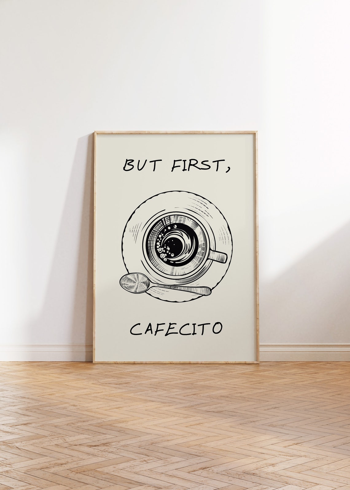 But First Cafecito Coffee Cup Sketch Spanish Kitchen Decor Poster - Image 4
