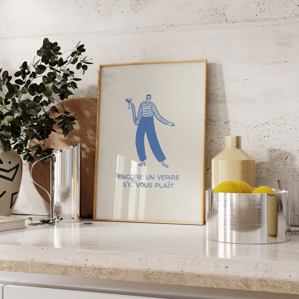 One More Drink Minimalist Bar Cart Art Print - Image 3