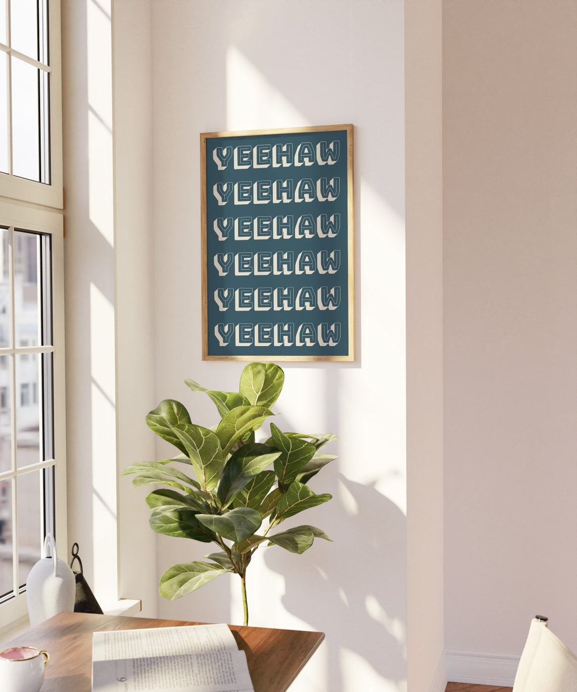 Yeehaw Repeated Navy Retro Western 3D Typography Rodeo Poster - Image 4