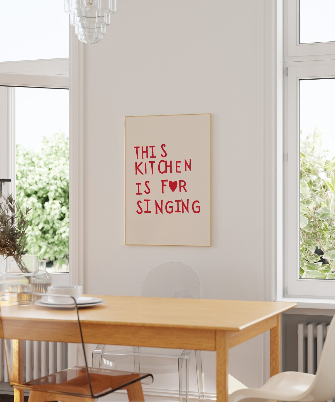 This Kitchen Is For Singing Aesthetic Kitchen Decor Cute Singing Art Kitchen Wall Art Print Minimalist Heart Print 1 Print - Image 2