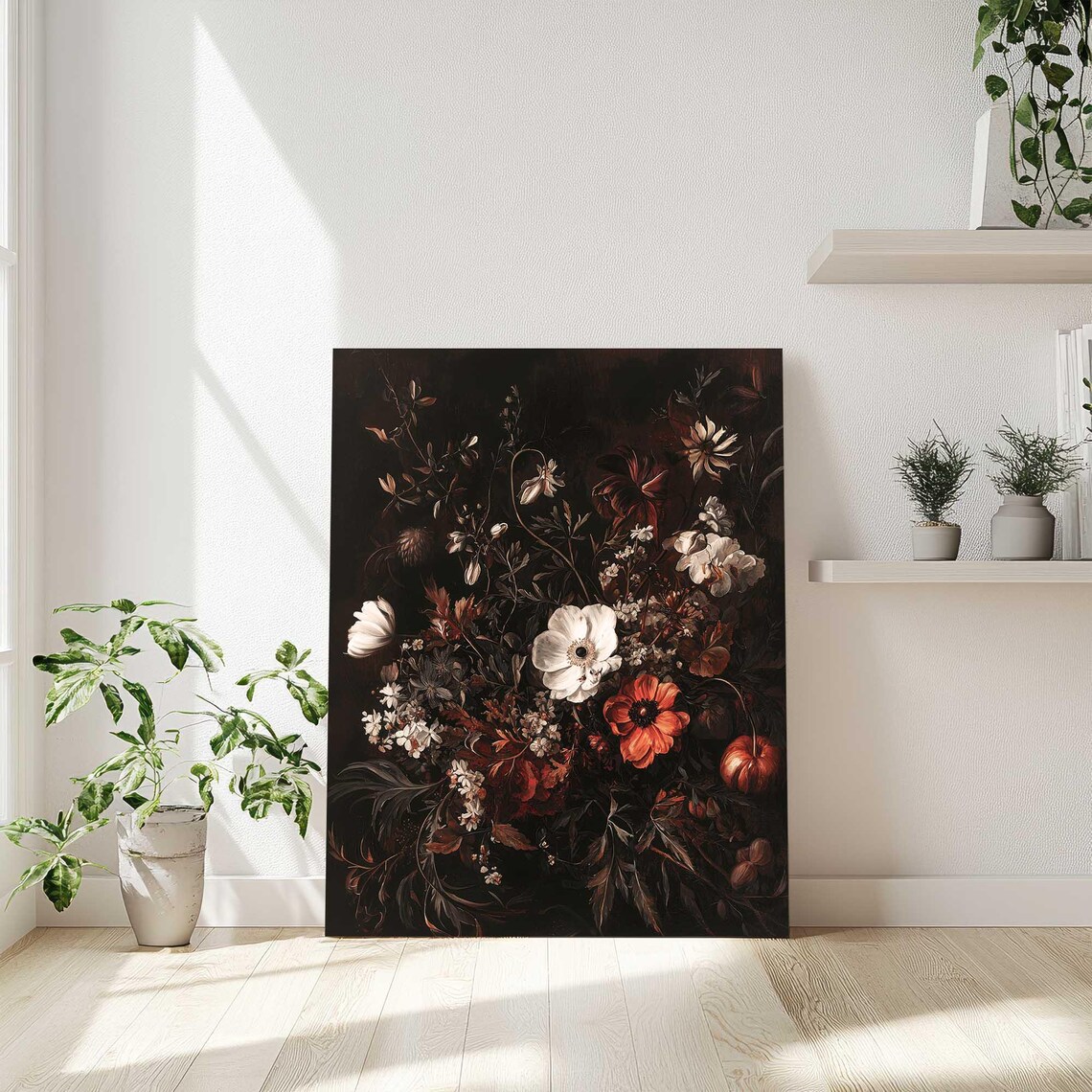 Dark Floral Bouquet Autumn Blooms Vintage Still Life Art Print - Image 5