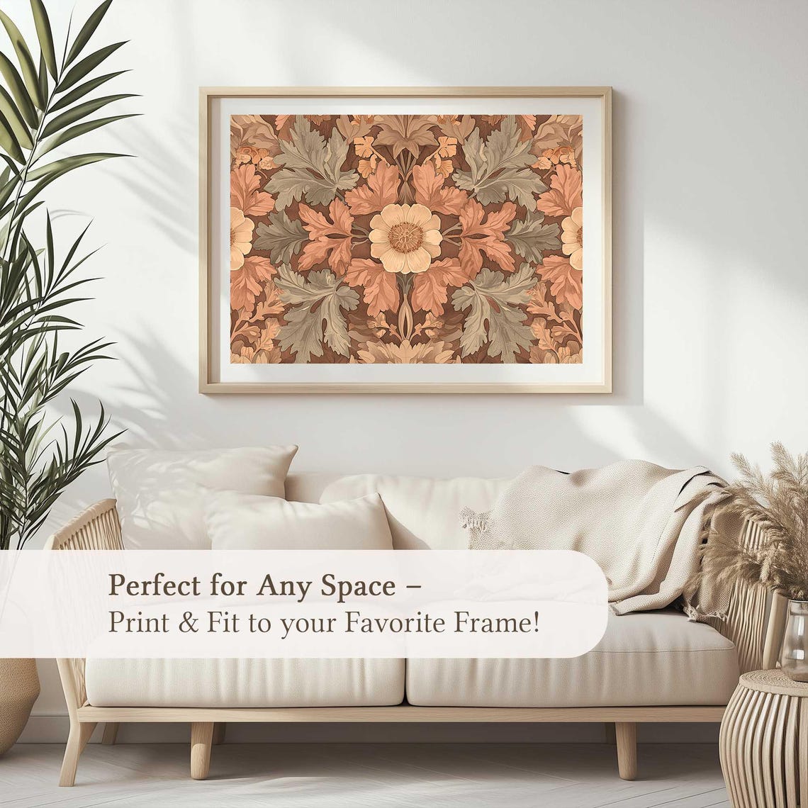 Symmetrical Art Nouveau Floral Pattern Cream Bloom Vintage Poster - Image 5