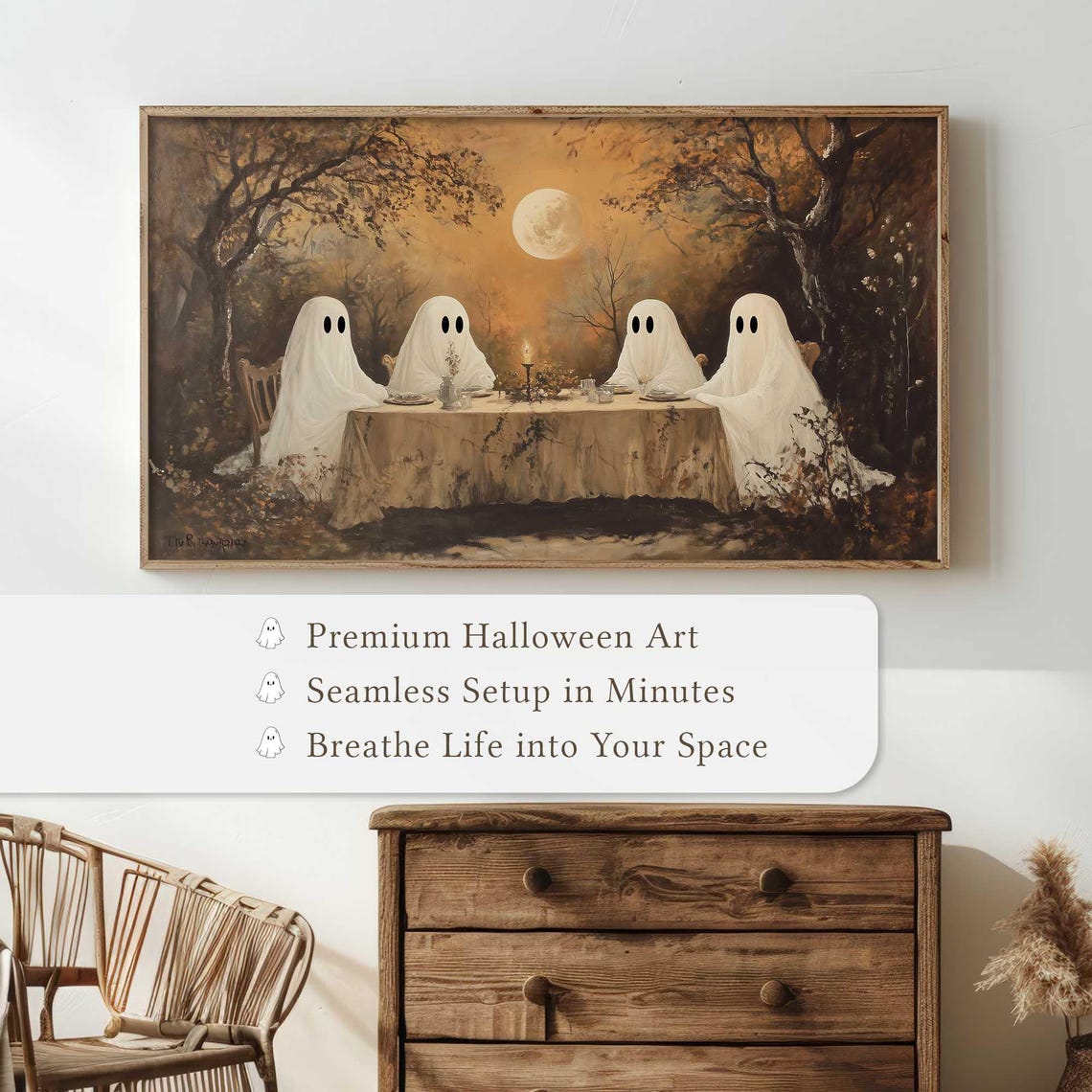 Moonlit Ghosts Candlelit Dinner Party Under Moon Spooky Poster - Image 5