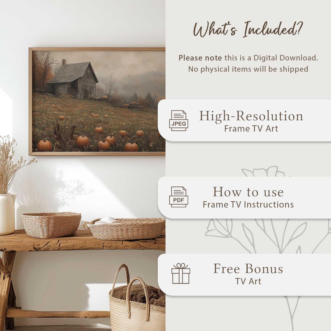Pumpkin Field Rustic Barn Misty Autumn Morning Farm Art Poster - Image 4