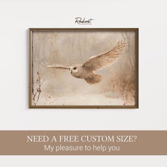 Snowy Owl In Flight Watercolor Rustic Winter Wildlife Wall Art