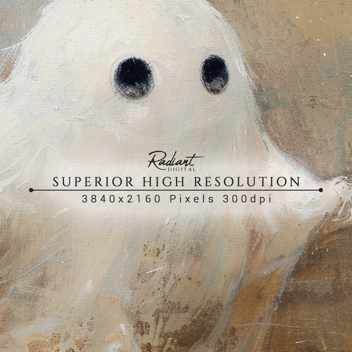 Cute Little Ghost Gliding Through Autumn Forest Spooky Poster - Image 2
