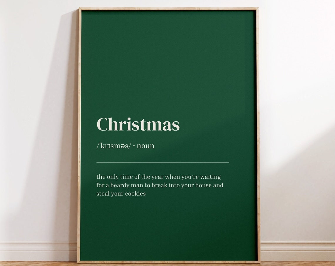 Christmas Definition Funny Green Noun Dictionary Holiday Poster