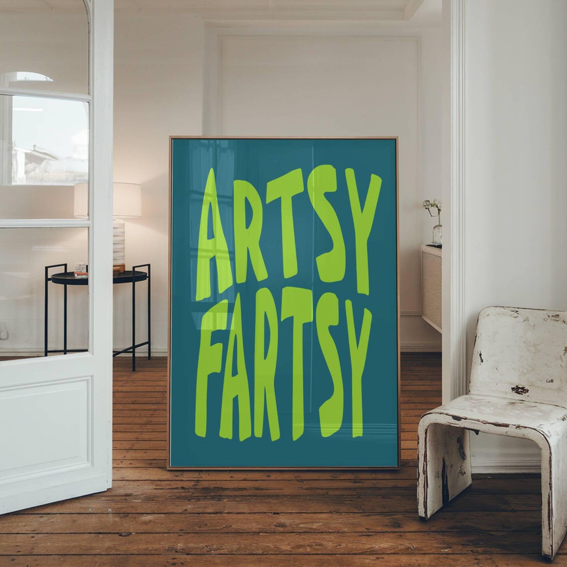 Artsy Fartsy Funny Quote Neon Green Retro Typography Art Poster Gift - Image 4