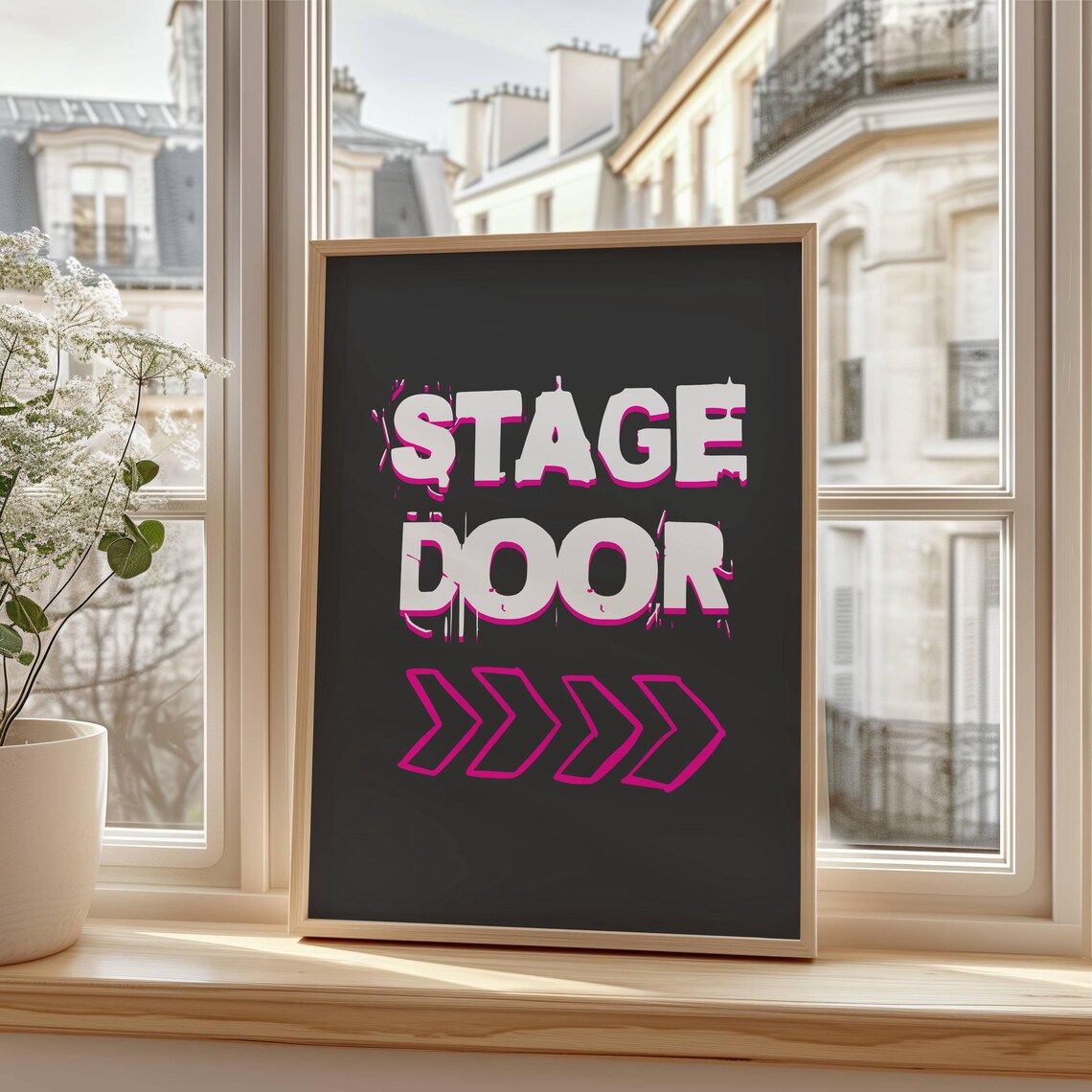 Stage Door Arrow Sign Black Hot Pink Backstage Theatre Lover Poster - Image 3