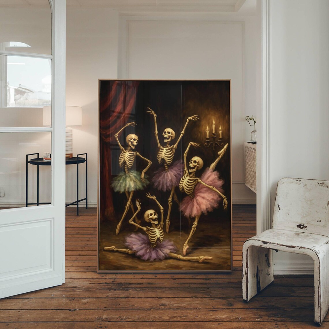 Skeleton Ballerina Oil Painting Spooky Halloween Ballet Dancer Poster - Image 2