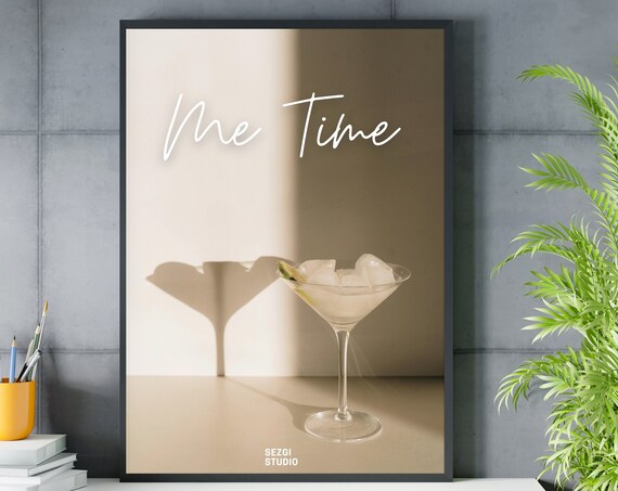 Me Time Margarita Glass Minimalist Cocktail Shadow Photo Poster