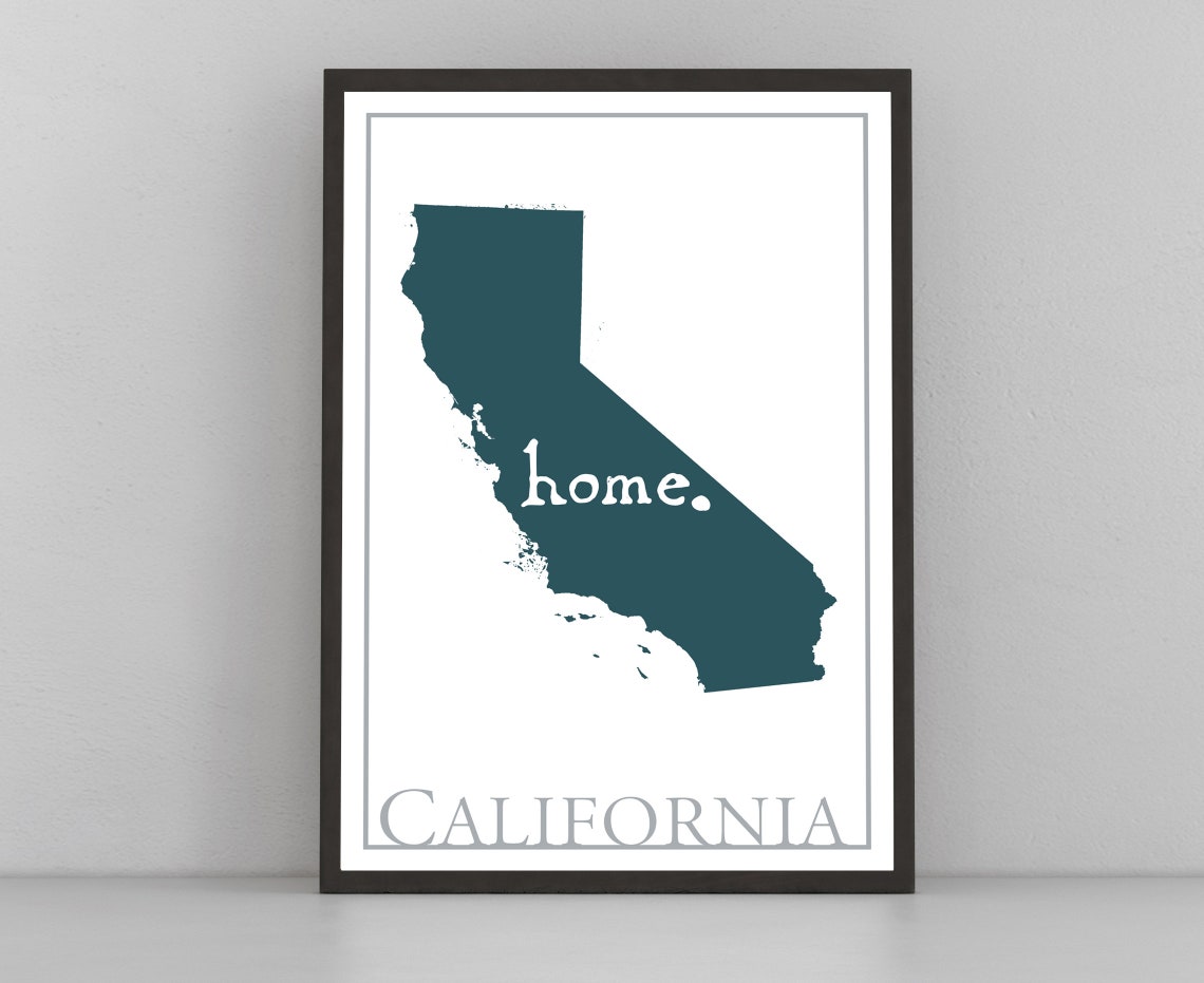 California Home State Map Modern Minimalist Travel Wall Art Poster