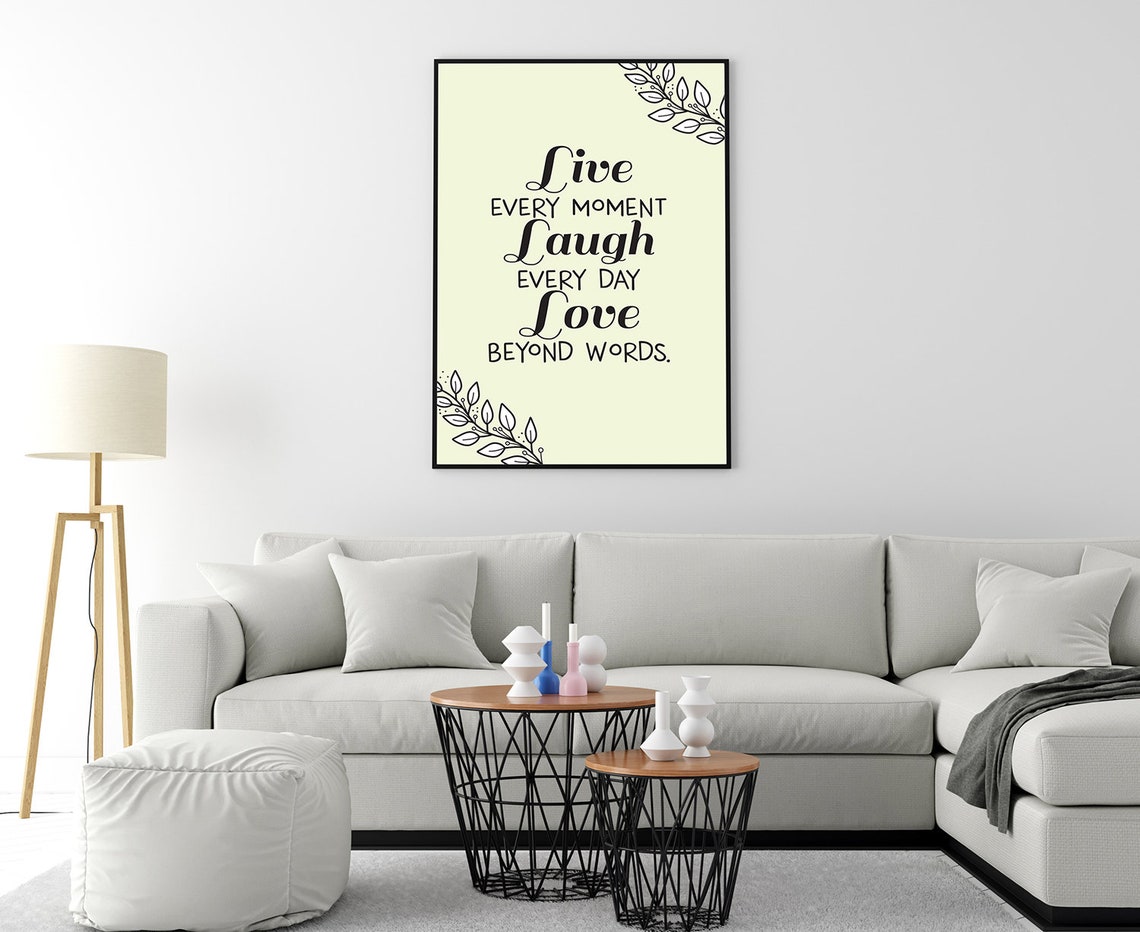 Live Every Moment Laugh Every Day Quote Motivational Wall Art Print - Image 4