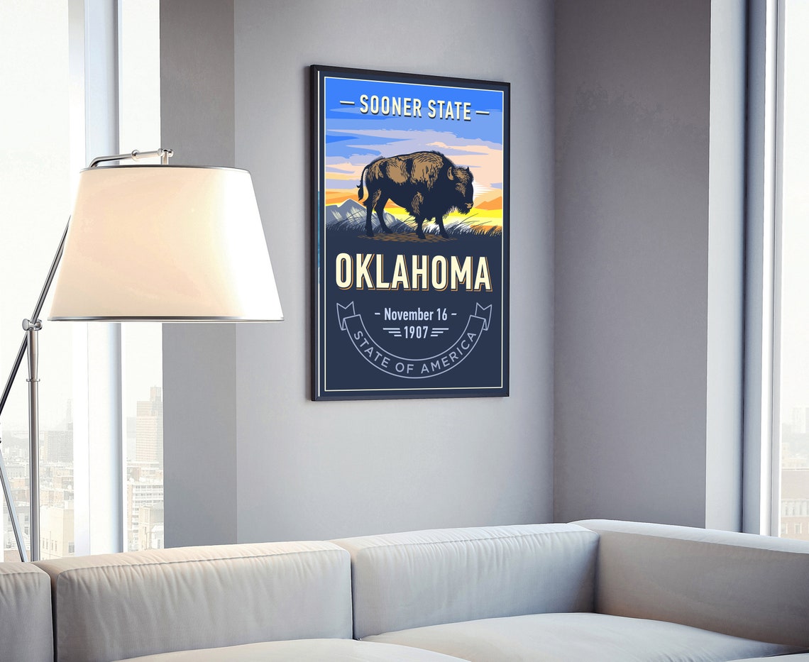 Oklahoma Sooner State Bison Sunset Spirit of America Wall Art - Image 4