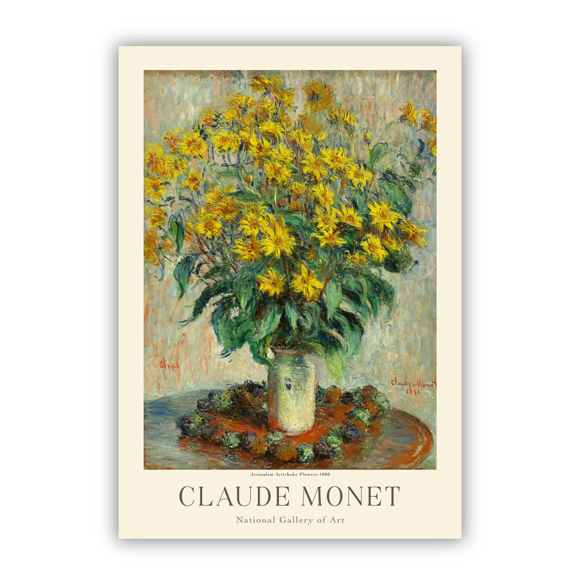 Claude Monet Jerusalem Artichoke Yellow Blossom Vase Art Poster - Image 3