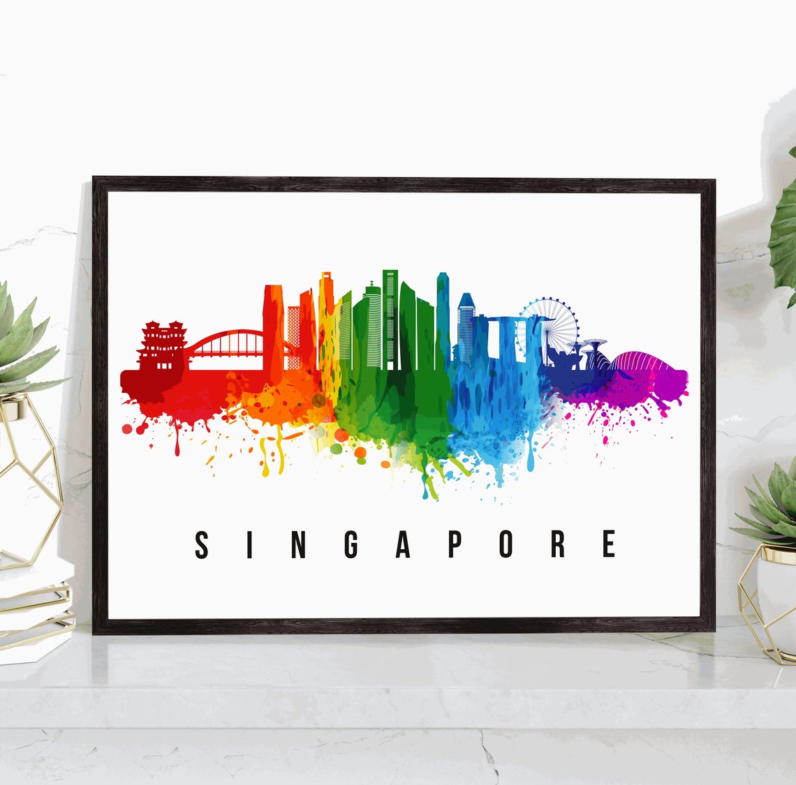 Singapore City Singapore Poster Skyline Poster Cityscape And Landmark Singapore City Illustration Home Wall Art Office Decor