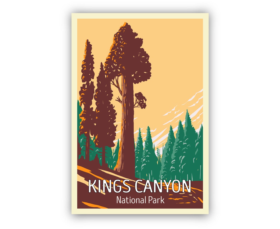 Kings Canyon National Park Giant Sequoia Sunset Travel Poster - Image 2