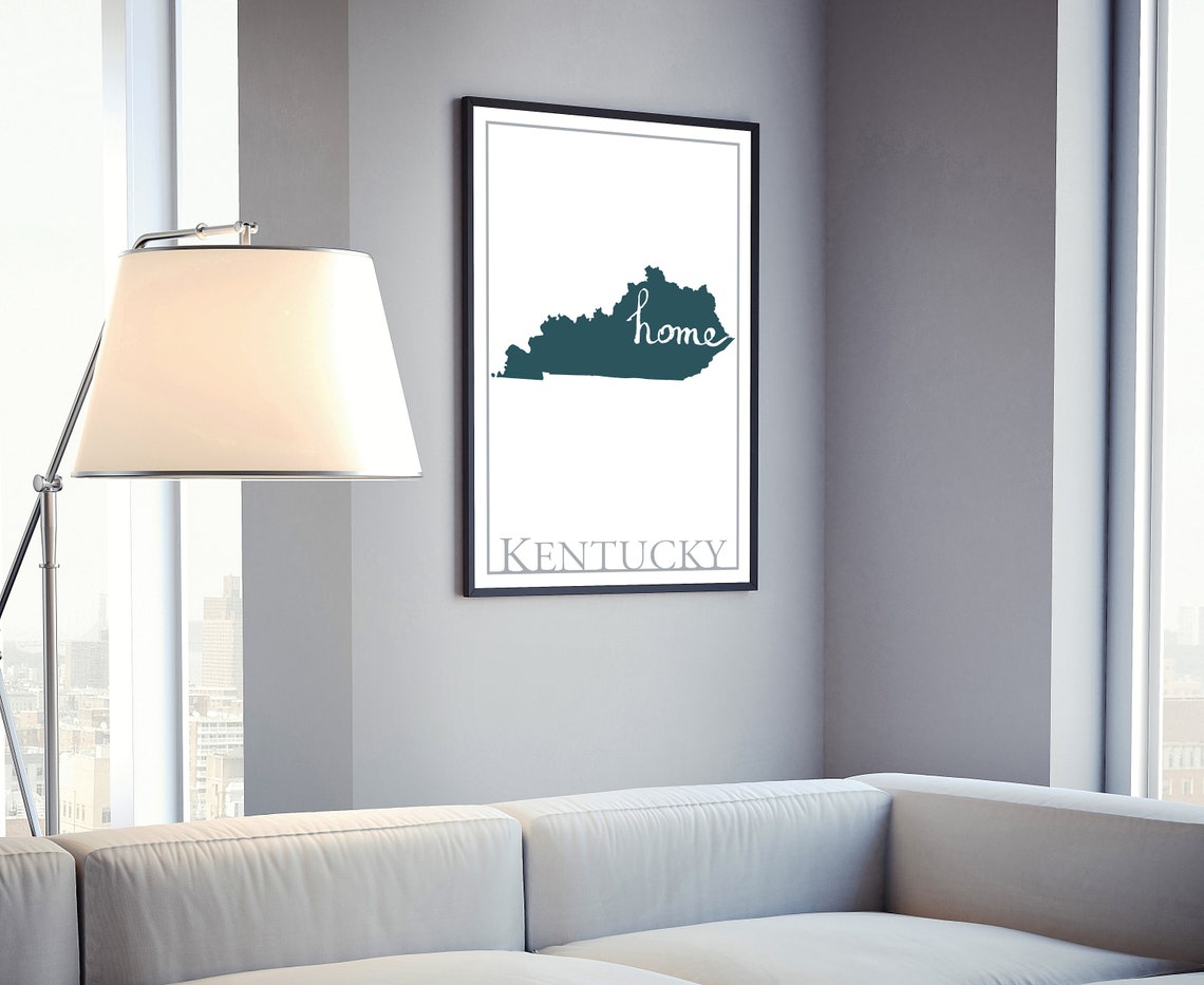 Kentucky Home State Map Silhouette Teal Minimalist Wall Art Poster - Image 4