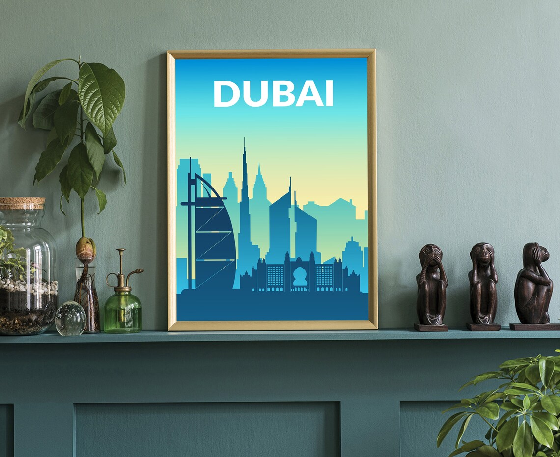 Dubai UAE Burj Khalifa Skyline Minimalist Modern City Travel Poster - Image 4