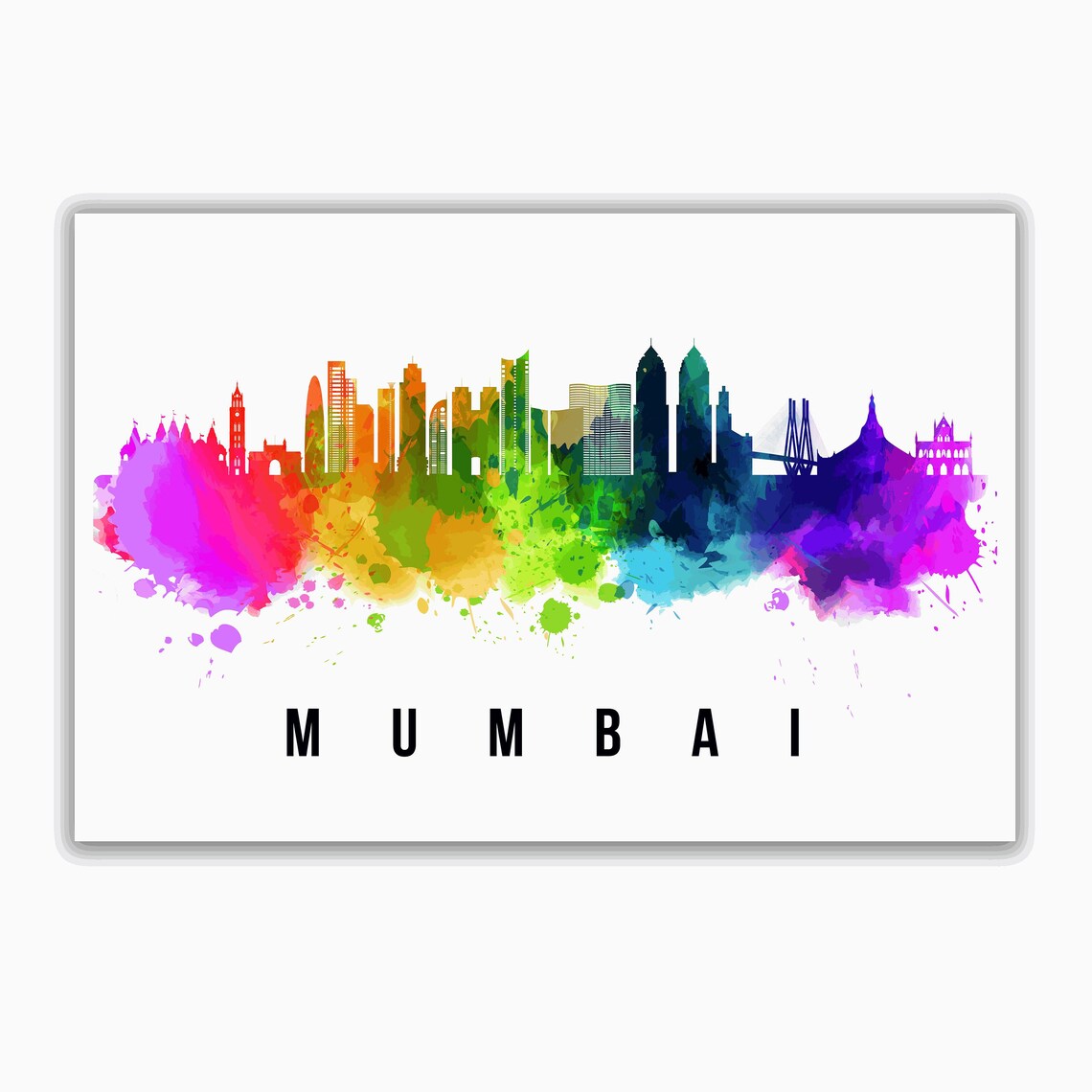 Mumbai India Gateway Of India Rainbow Watercolor Travel Poster - Image 4