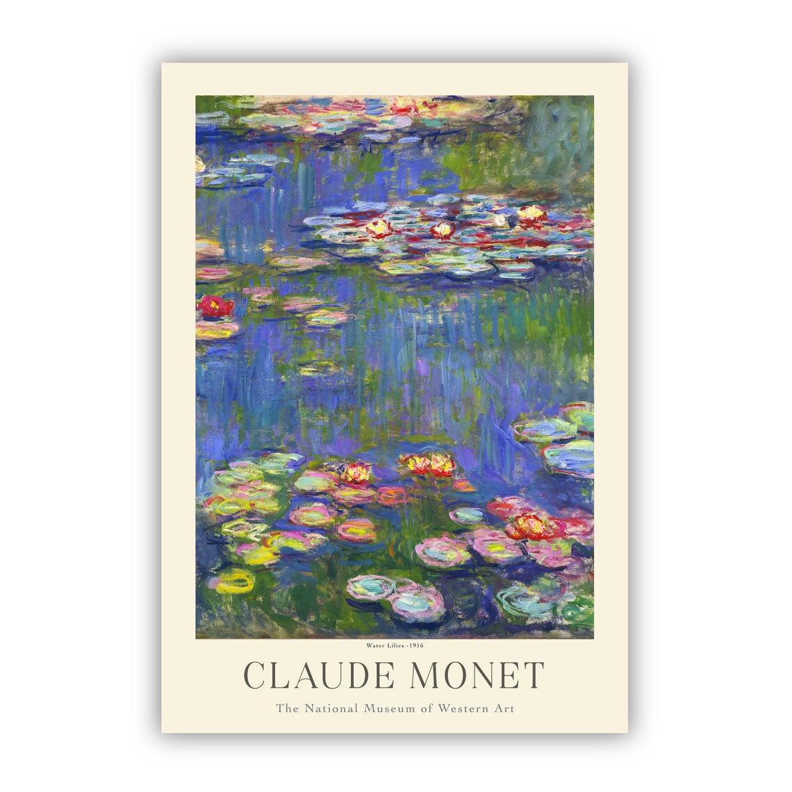 Claude Monet Water Lilies 1916 Blue Pond Reflection Art Poster - Image 3