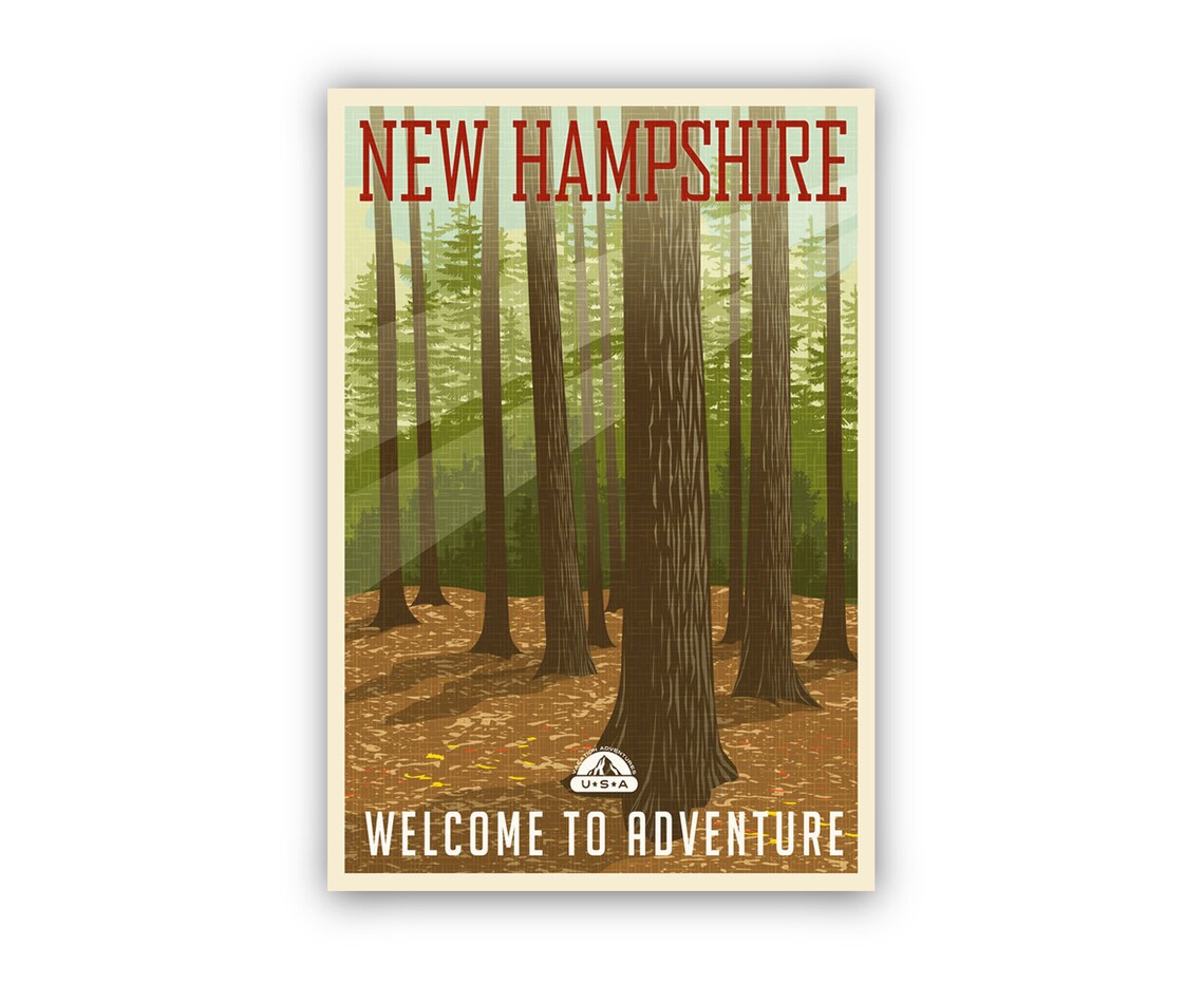 New Hampshire Forest Welcome To Adventure Retro Style Travel Poster - Image 2