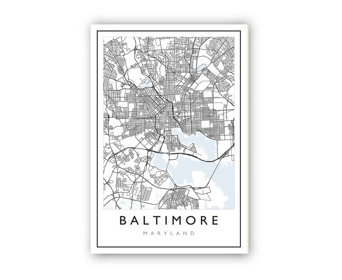 Baltimore Maryland Minimalist Black White City Street Map Line Poster - Image 2