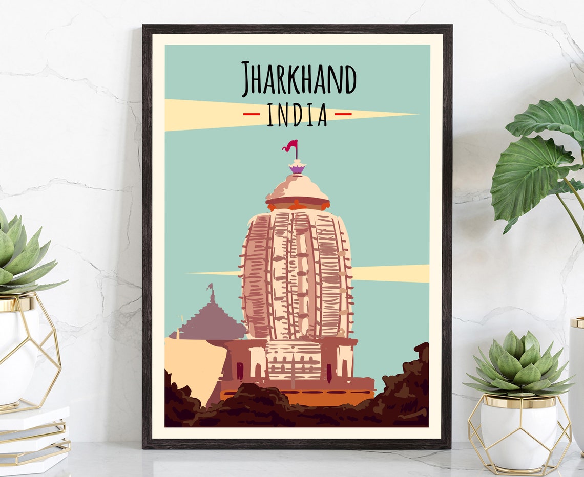 Jharkhand India Ancient Temple Tower Sacred Landmark Travel Poster
