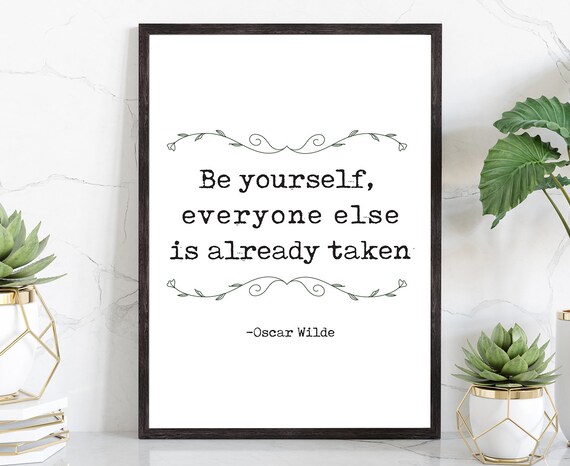 Oscar Wilde Be Yourself Typewriter Quote Poster Minimalist Gift Art