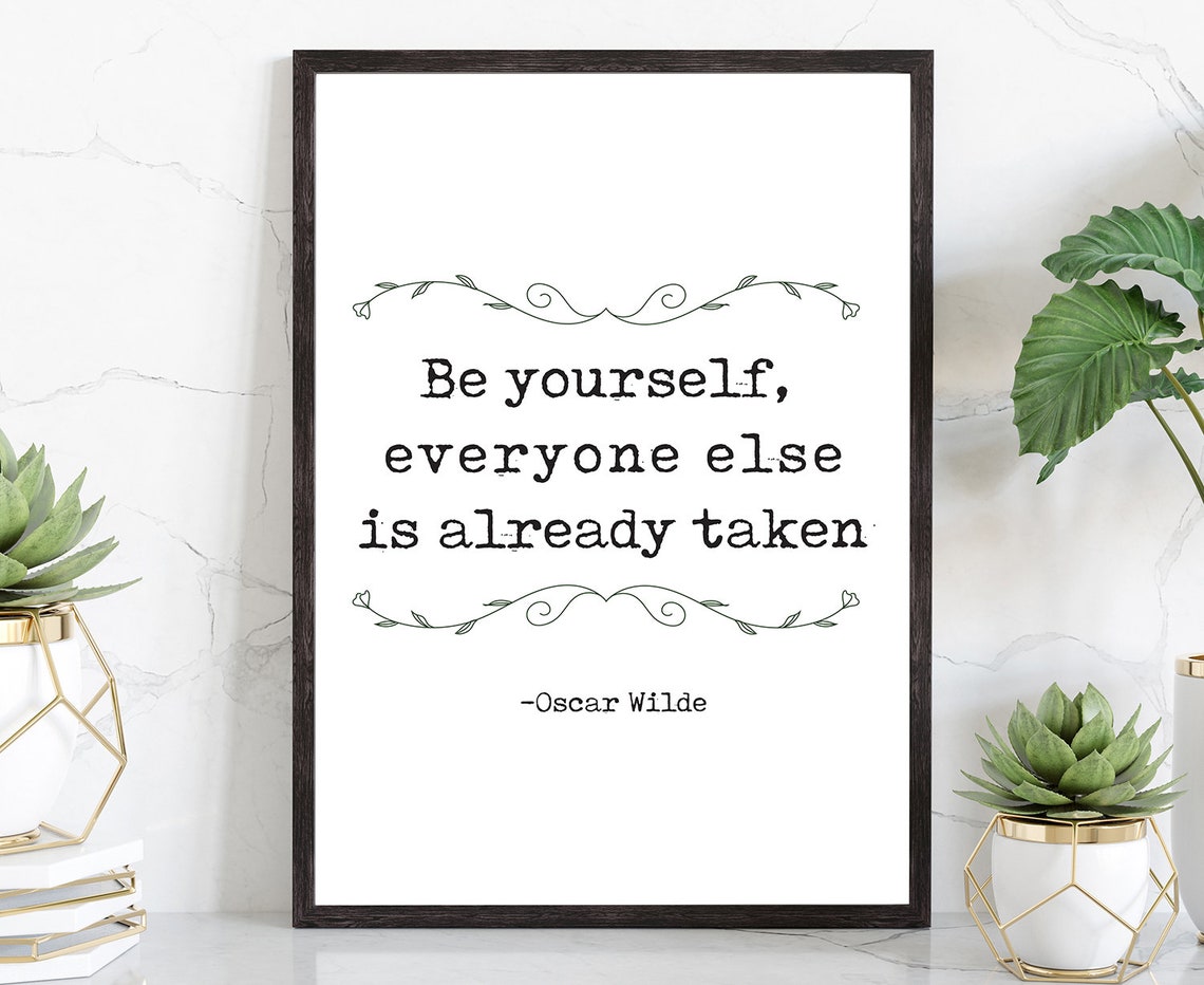 Oscar Wilde Be Yourself Typewriter Quote Poster Minimalist Gift Art