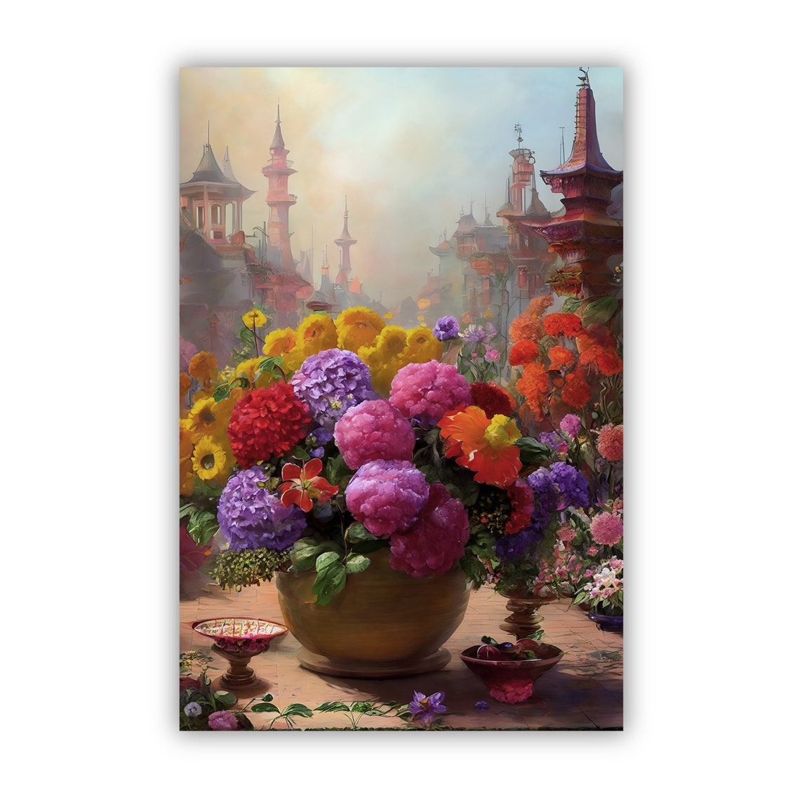 Flowers Oil Painting Flowers Still Life Poster Prints Flower Painting Prints Floral Texture Oil Painting Home Office Wall Art Decoration - Image 2
