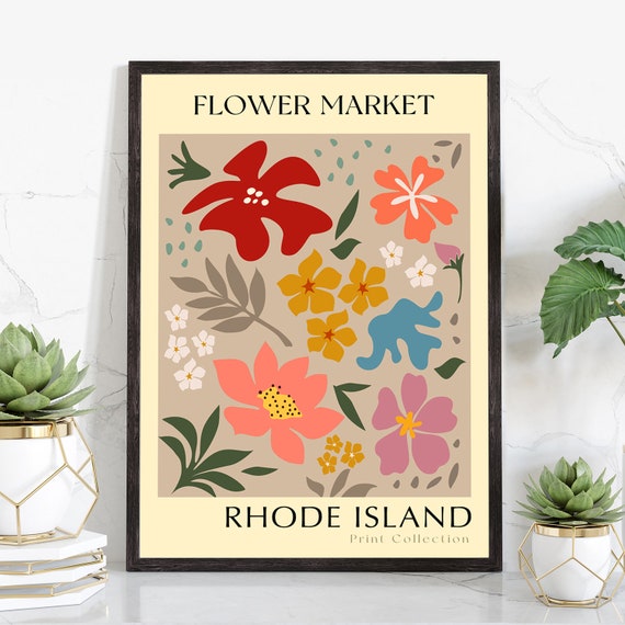 Rhode Island State Flower Print Usa States Poster Rhode Island Flower Market Poster Botanical Poster Nature Poster Artwork Floral Art