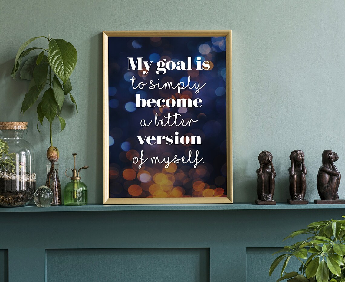 Better Version Of Myself Quote Golden Bokeh Night Lights Motivational Poster - Image 3