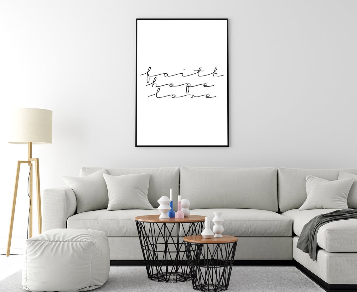 Faith Hope Love Continuous Line Script Minimalist Wall Art Poster - Image 4