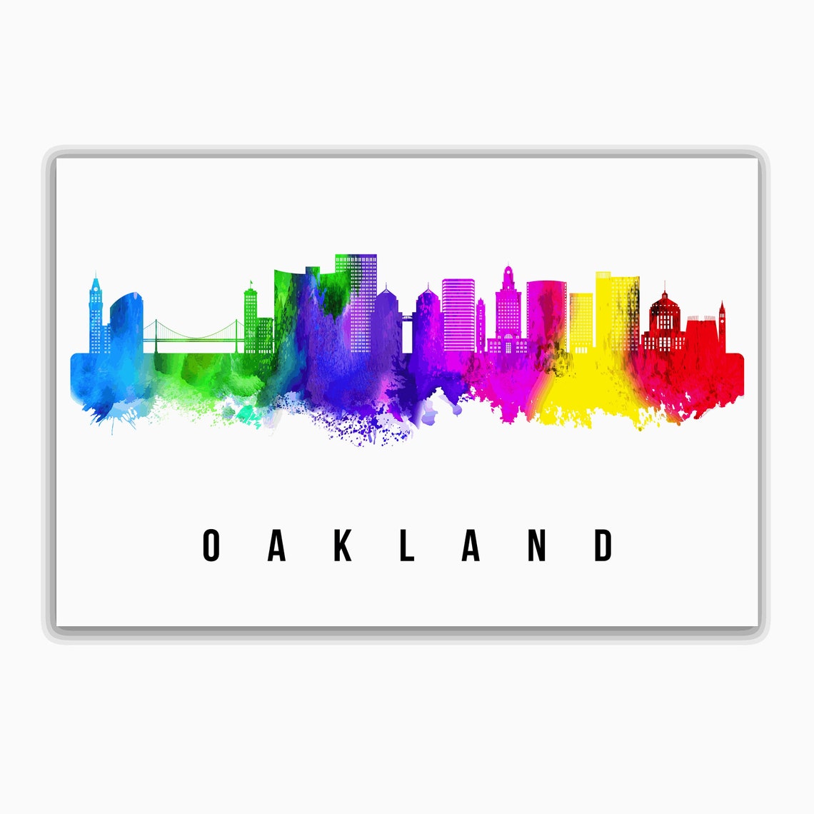 Oakland Skyline California Poster California Cityscape Painting Oakland California Poster Cityscape And Landmark Print Home Wall Art - Image 2