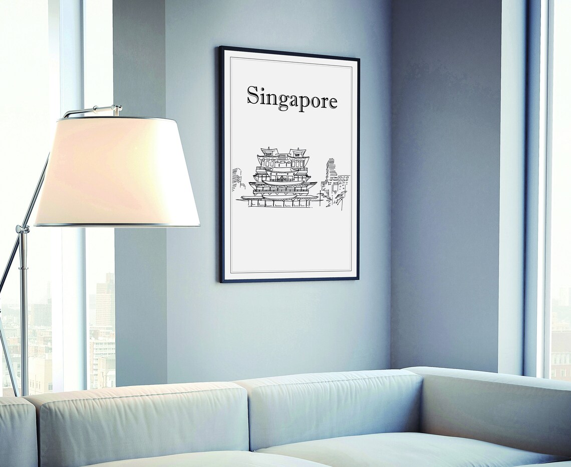 Hand Drawn Poster Singapore Travel Poster Singapore Poster Wall Art Country Cityscape And Landmark Map City Map Poster For Home Office - Image 4