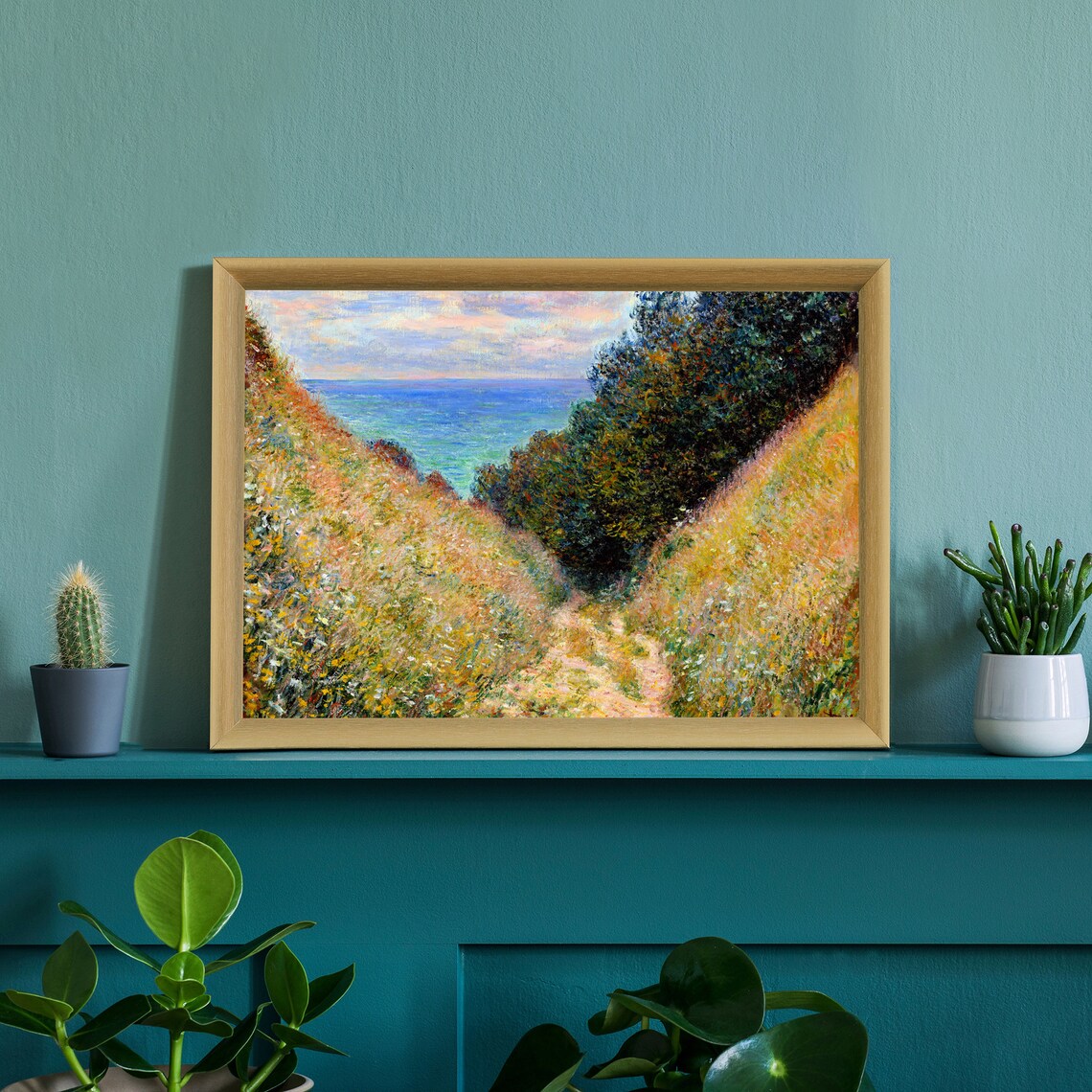 Claude Monet Golden Ravine Path To The Sea Cliff Walk Art Poster - Image 4