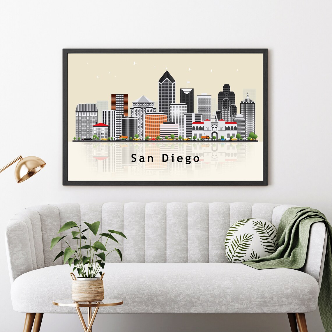 San Diego California Flat Illustration Skyline Cityscape Poster - Image 3