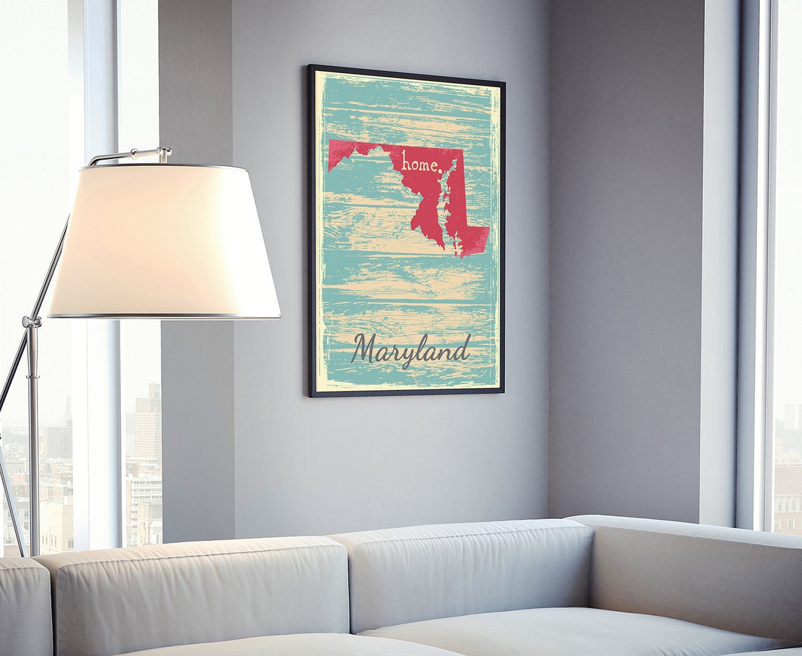 Maryland Home State Vintage Map Wood Grain Distressed Art Poster - Image 4