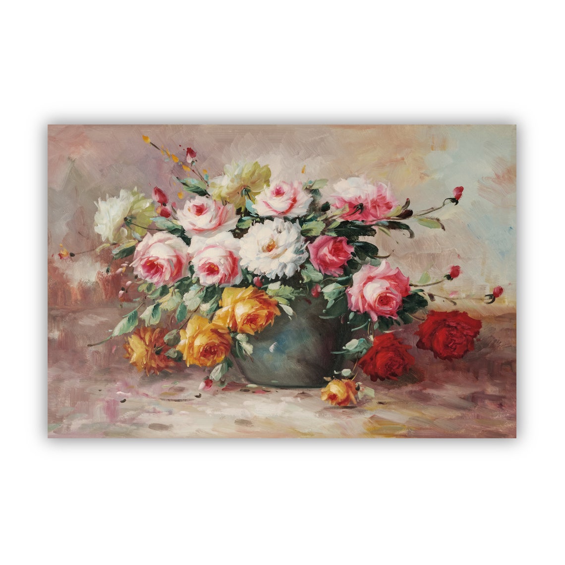Flowers Oil Painting Flowers Still Life Poster Prints Flower Painting Prints Floral Texture Oil Painting Home Office Wall Art Decoration - Image 2