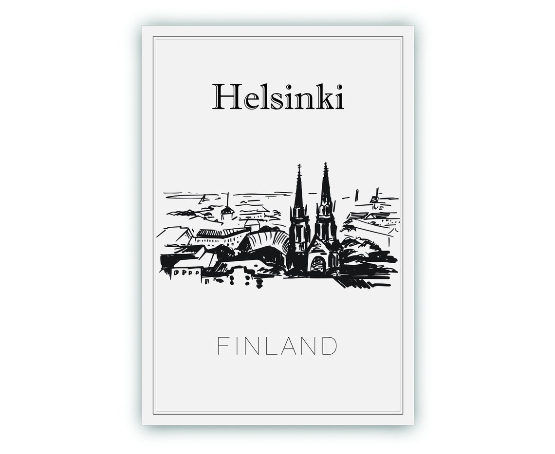 Helsinki Finland St Johns Church Twin Spires City View Art Poster - Image 2
