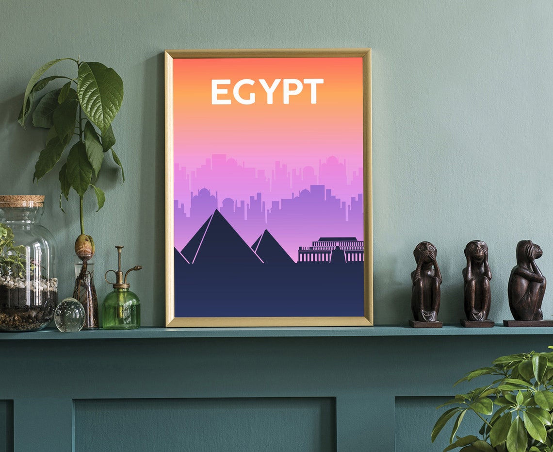 Egypt Pyramids Sunset Gradient Modern Desert Landmark Travel Poster - Image 3