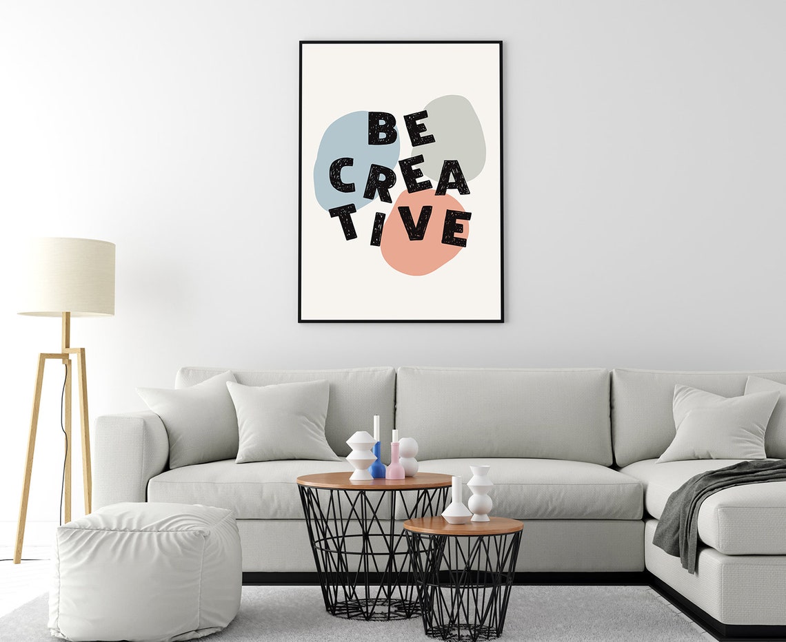 Be Creative Pastel Abstract Inspirational Typography Quote Poster - Image 4