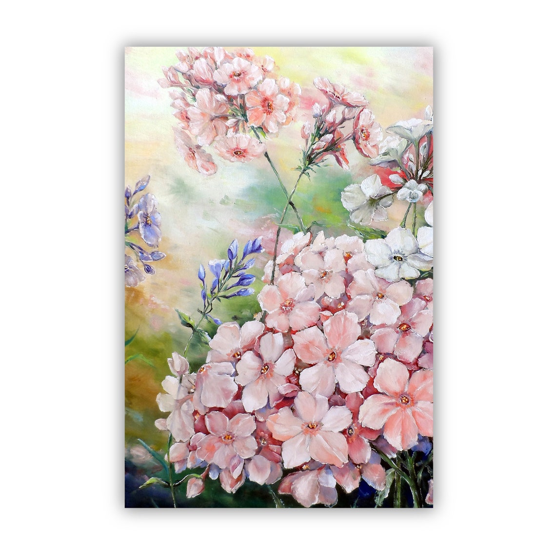 Delicate Pink Phlox Blossoms Soft Watercolor Floral Art Poster - Image 2