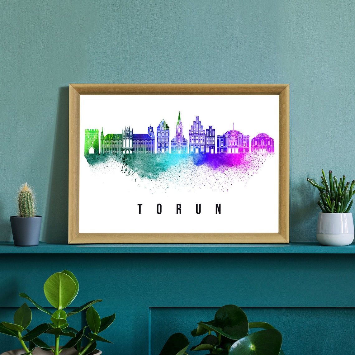 Torun Poland Gothic Old Town Watercolor Skyline Travel Poster - Image 2