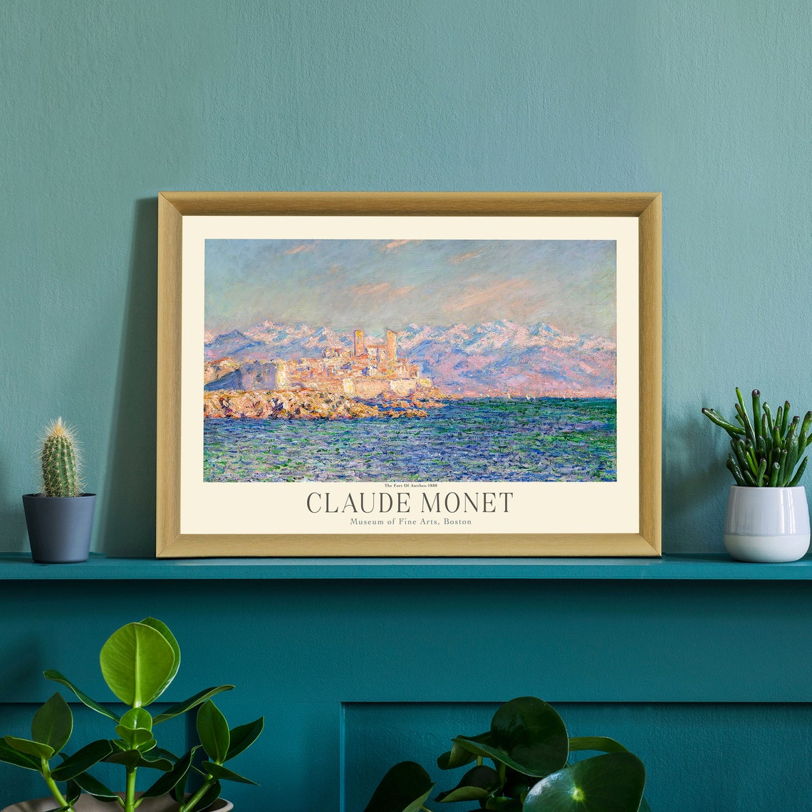 Claude Monet Antibes Harbor French Riviera Alps View Art Poster - Image 3