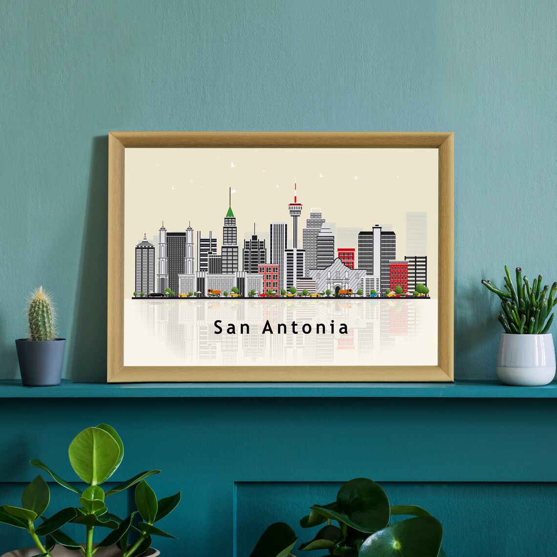 San Antonio Texas Tower Of The Americas Alamo Skyline Travel Poster - Image 3
