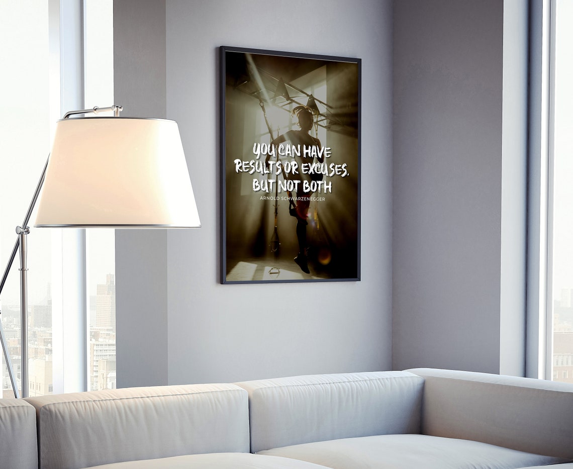 Arnold Schwarzenegger Results Or Excuses Gym Motivation Wall Art - Image 4
